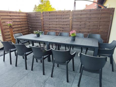 Duży zestaw ogrodowy obiadowy dla 12 osób z dużym stołem Meblobranie EJD12 grafit