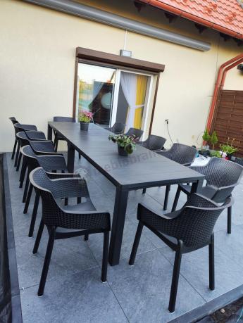 Duży zestaw ogrodowy obiadowy dla 12 osób z dużym stołem Meblobranie EJD12 grafit