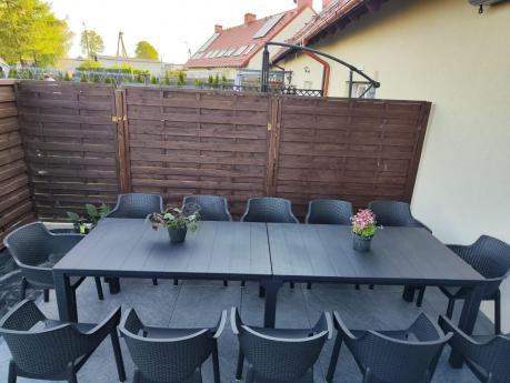 Duży zestaw ogrodowy obiadowy dla 12 osób z dużym stołem Meblobranie EJD12 grafit