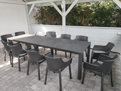 Duży zestaw ogrodowy obiadowy dla 12 osób z dużym stołem Meblobranie EJD12 grafit