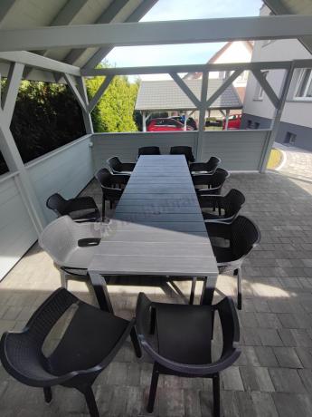 Duży zestaw ogrodowy obiadowy dla 12 osób z dużym stołem Meblobranie EJD12 grafit