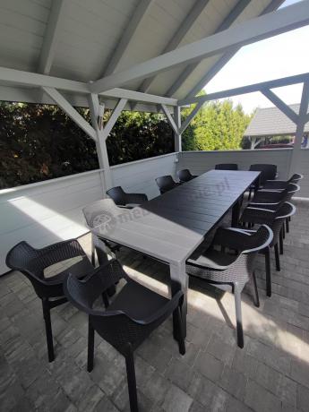 Duży zestaw ogrodowy obiadowy dla 12 osób z dużym stołem Meblobranie EJD12 grafit