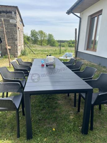 Duży zestaw ogrodowy obiadowy dla 12 osób z dużym stołem Meblobranie EJD12 grafit