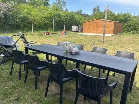 Duży zestaw ogrodowy obiadowy dla 12 osób z dużym stołem Meblobranie EJD12 grafit