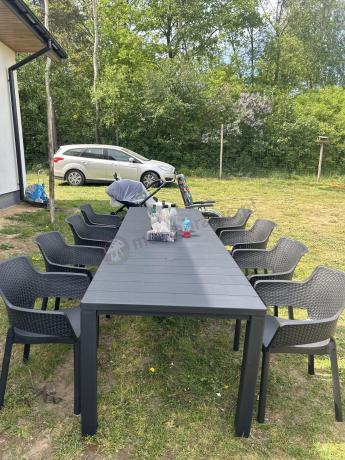 Duży zestaw ogrodowy obiadowy dla 12 osób z dużym stołem Meblobranie EJD12 grafit
