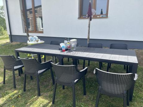 Duży zestaw ogrodowy obiadowy dla 12 osób z dużym stołem Meblobranie EJD12 grafit