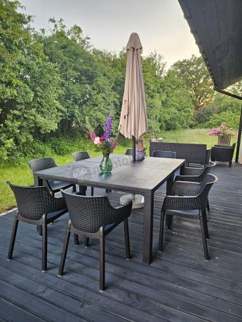 Duży zestaw ogrodowy obiadowy dla 12 osób z dużym stołem Meblobranie EJD12 grafit