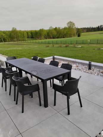 Duży zestaw ogrodowy obiadowy dla 12 osób z dużym stołem Meblobranie EJD12 grafit