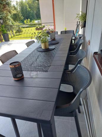 Duży zestaw ogrodowy obiadowy dla 12 osób z dużym stołem Meblobranie EJD12 grafit