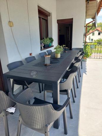 Duży zestaw ogrodowy obiadowy dla 12 osób z dużym stołem Meblobranie EJD12 grafit