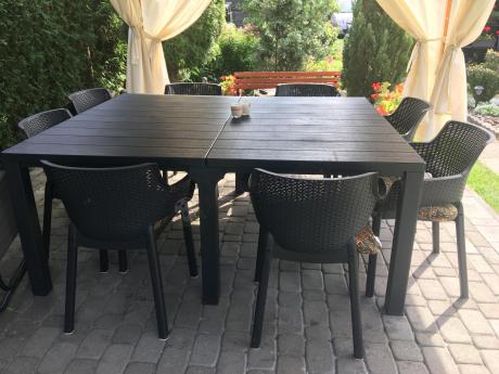 Duży zestaw ogrodowy obiadowy dla 12 osób z dużym stołem Meblobranie EJD12 grafit