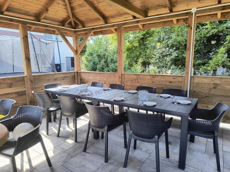 Duży zestaw ogrodowy obiadowy dla 12 osób z dużym stołem Meblobranie EJD12 grafit