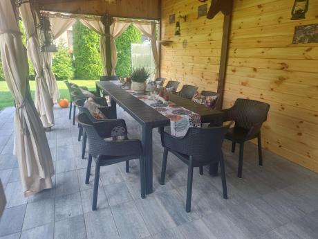 Duży zestaw ogrodowy obiadowy dla 12 osób z dużym stołem Meblobranie EJD12 grafit