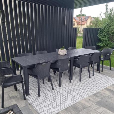 Duży zestaw ogrodowy obiadowy dla 12 osób z dużym stołem Meblobranie EJD12 grafit