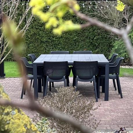 Duży zestaw ogrodowy obiadowy dla 12 osób z dużym stołem Meblobranie EJD12 grafit