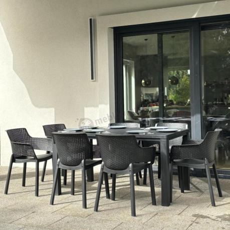 Duży zestaw ogrodowy obiadowy dla 12 osób z dużym stołem Meblobranie EJD12 grafit