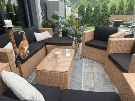 Duży zestaw ogrodowy technorattanowy dla 8 osób