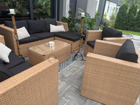 Duży zestaw ogrodowy technorattanowy dla 8 osób