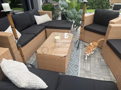 Duży zestaw ogrodowy technorattanowy dla 8 osób