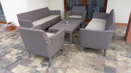 Duży zestaw ogrodowy z podnoszonym stołem Meblobranie SFLM cappuccino