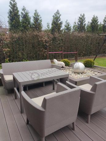 Duży zestaw ogrodowy z podnoszonym stołem Meblobranie SFLM cappuccino