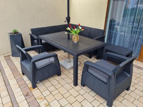 Duży zestaw ogrodowy ze stołem obiadowym