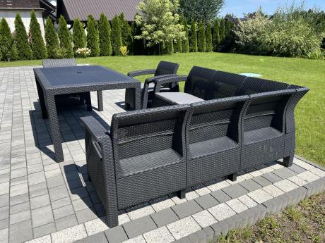 Duży zestaw ogrodowy ze stołem obiadowym