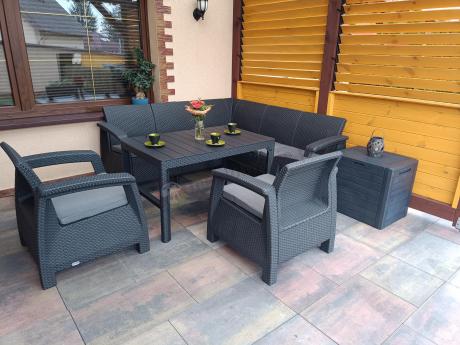 Duży zestaw ogrodowy ze stołem obiadowym