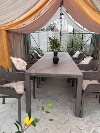 Duży zestaw tarasowy 12 foteli i stół Meblobranie EJD12 cappuccino