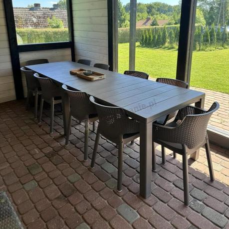 Duży zestaw tarasowy 12 foteli i stół Meblobranie EJD12 cappuccino