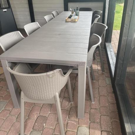 Duży zestaw tarasowy 12 foteli i stół Meblobranie EJD12 cappuccino