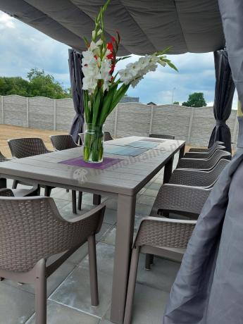 Duży zestaw tarasowy 12 foteli i stół Meblobranie EJD12 cappuccino