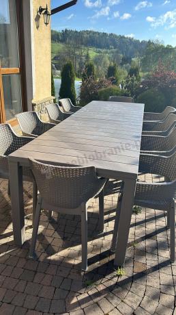 Duży zestaw tarasowy 12 foteli i stół Meblobranie EJD12 cappuccino