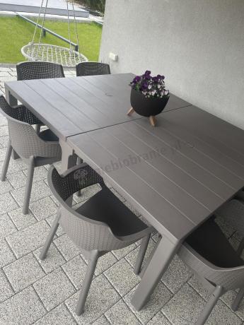 Duży zestaw tarasowy 12 foteli i stół Meblobranie EJD12 cappuccino