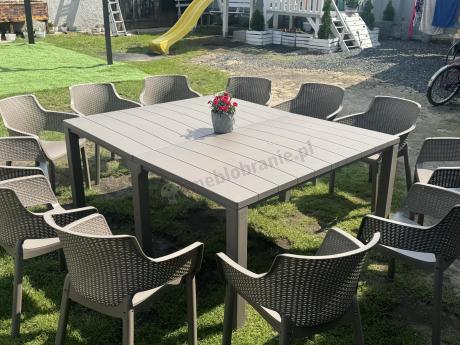 Duży zestaw tarasowy 12 foteli i stół Meblobranie EJD12 cappuccino