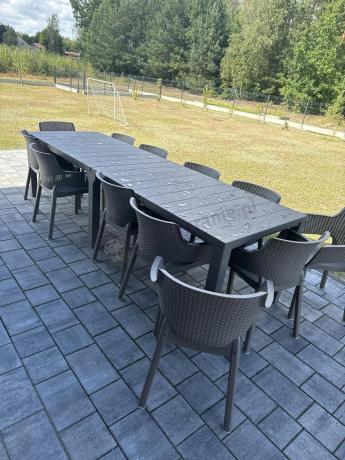 Duży zestaw tarasowy 12 foteli i stół Meblobranie EJD12 cappuccino