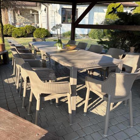 Duży zestaw tarasowy 12 foteli i stół Meblobranie EJD12 cappuccino