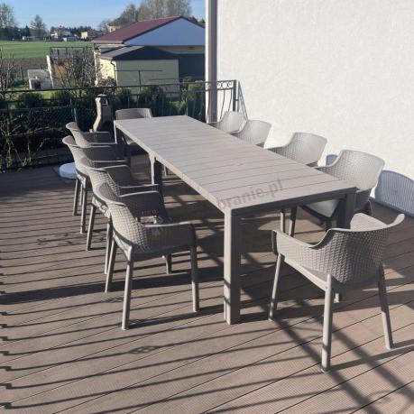 Duży zestaw tarasowy 12 foteli i stół Meblobranie EJD12 cappuccino
