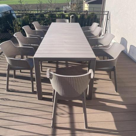 Duży zestaw tarasowy 12 foteli i stół Meblobranie EJD12 cappuccino