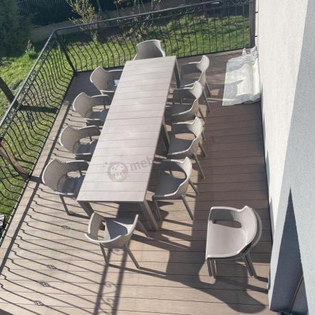 Duży zestaw tarasowy 12 foteli i stół Meblobranie EJD12 cappuccino