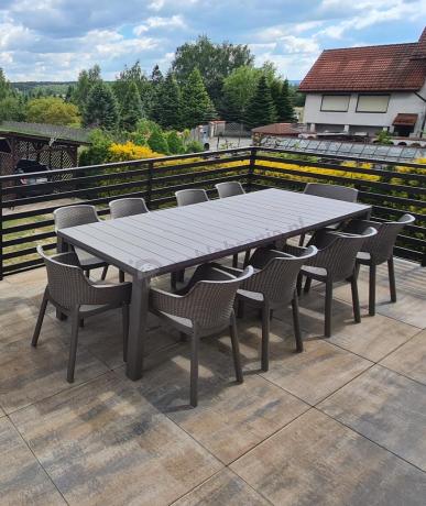 Duży zestaw tarasowy 12 foteli i stół Meblobranie EJD12 cappuccino