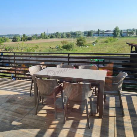 Duży zestaw tarasowy 12 foteli i stół Meblobranie EJD12 cappuccino