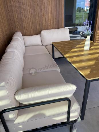 Eleganckie beżowe meble na taras z 8 modułow ze stolikim Salve Beige 6 Comfort