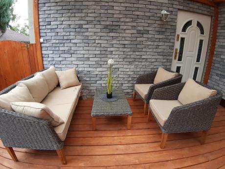 Skandynawskie meble ogrodowe z technorattanu Gambito Melange Grey & Beige