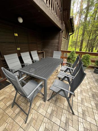 Grafitowe meble aluminiowe - stół 180cm i składane krzesła - Kanbery Antracite 8+1