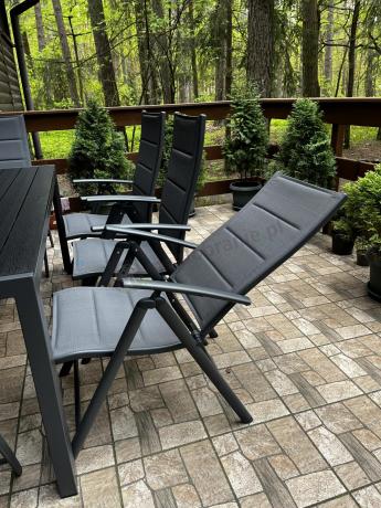 Grafitowe meble aluminiowe - stół 180cm i składane krzesła - Kanbery Antracite 8+1