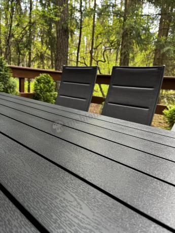 Grafitowe meble aluminiowe - stół 180cm i składane krzesła - Kanbery Antracite 8+1