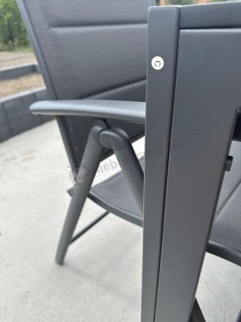 Grafitowe meble aluminiowe - stół 180cm i składane krzesła - Kanbery Antracite 8+1