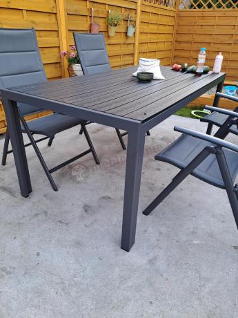 Grafitowe meble aluminiowe - stół 180cm i składane krzesła - Kanbery Antracite 8+1