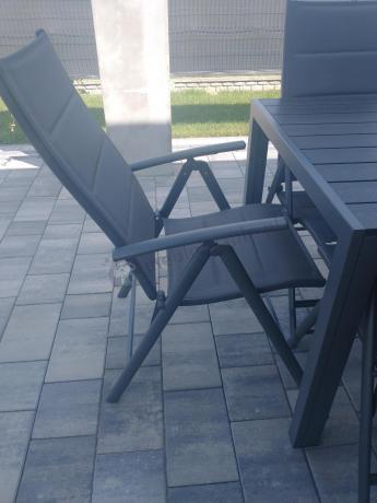 Grafitowe meble aluminiowe - stół 180cm i składane krzesła - Kanbery Antracite 8+1